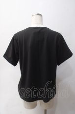 画像2: axes femme / ロゴ刺繍リンガーTシャツ F 黒 Y-25-06-03-038-AX-TO-SZ-ZI (2)