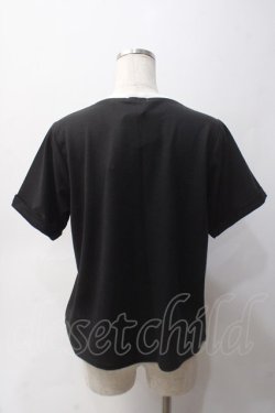 画像2: axes femme / ロゴ刺繍リンガーTシャツ F 黒 Y-25-06-03-038-AX-TO-SZ-ZY
