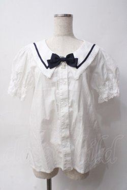 画像1: ALICE and the PIRATES / La brise chantanteセーラーカラーブラウス  ホワイト×ネイビー Y-25-06-06-044-PA-BL-SZ-ZY