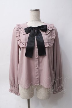 画像1: Ank Rouge / ヨークフリルリボンブラウス M ピンク Y-25-06-06-045-CA-BL-SZ-ZY