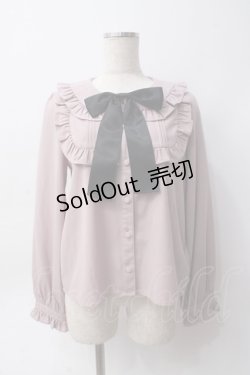 画像1: Ank Rouge / ヨークフリルリボンブラウス M ピンク Y-25-06-06-045-CA-BL-SZ-ZY