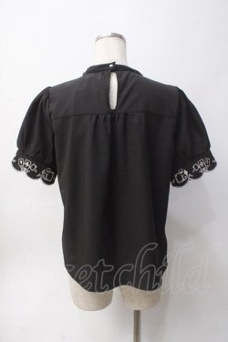 画像2: axes femme POETIQUE / トランプ刺繍プチリボンブラウス M 黒 Y-25-06-06-048-AX-BL-SZ-ZY