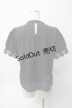 画像2: axes femme POETIQUE / トランプ刺繍プチリボンブラウス M 黒 Y-25-06-06-048-AX-BL-SZ-ZY