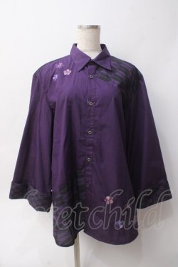 画像1: AXES-X / 矢羽根ＰＴ＆桔梗刺繍シャツ L パープル Y-25-06-06-049-AX-TO-SZ-ZY