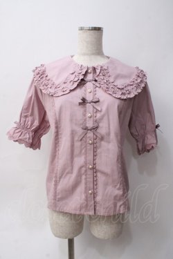 画像1: axes femme kawaii / 半袖丸襟コットンブラウス M ピンク Y-25-06-06-050-AX-BL-SZ-ZY