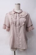 axes femme / 透けレースとろみ半袖ブラウス M アワピンク Y-25-06-06-051-AX-BL-SZ-ZY