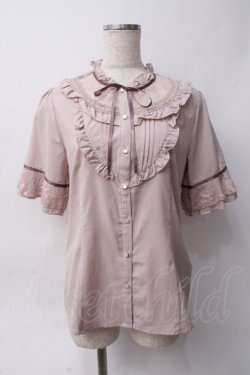 画像1: axes femme / 透けレースとろみ半袖ブラウス M アワピンク Y-25-06-06-051-AX-BL-SZ-ZY