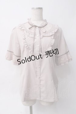 画像1: axes femme / 透けレースとろみ半袖ブラウス M アワピンク Y-25-06-06-051-AX-BL-SZ-ZY