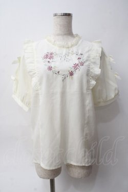 画像1: axes femme POETIQUE / フラワーハート刺繍ブラウス M 生成り Y-25-06-06-052-AX-BL-SZ-ZY