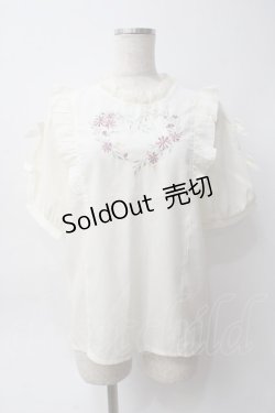 画像1: axes femme POETIQUE / フラワーハート刺繍ブラウス M 生成り Y-25-06-06-052-AX-BL-SZ-ZY