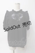 axes femme POETIQUE / フラワーハート刺繍ブラウス M 黒 Y-25-06-06-053-AX-BL-SZ-ZY