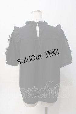 画像2: axes femme POETIQUE / フラワーハート刺繍ブラウス M 黒 Y-25-06-06-053-AX-BL-SZ-ZY