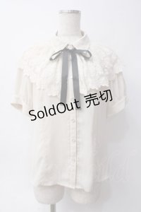 axes femme / レースケープリボン付半袖ブラウス M 生成り Y-25-06-06-054-AX-BL-SZ-ZY