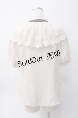 画像2: axes femme / レースケープリボン付半袖ブラウス M 生成り Y-25-06-06-054-AX-BL-SZ-ZY