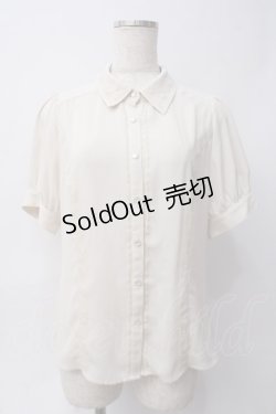 画像3: axes femme / レースケープリボン付半袖ブラウス M 生成り Y-25-06-06-054-AX-BL-SZ-ZY