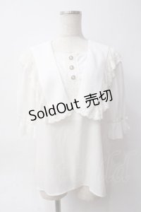 axes femme kawaii / マリアンヌブラウス M 白 Y-25-06-06-055-AX-BL-SZ-ZY