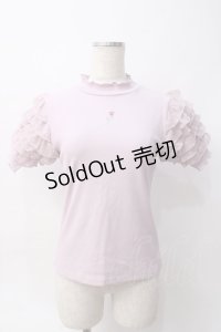 axes femme POETIQUE / ローズ刺繍フリル袖カットプルオーバー M ピンク Y-25-06-06-058-AX-TO-SZ-ZY
