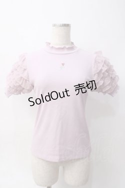 画像1: axes femme POETIQUE / ローズ刺繍フリル袖カットプルオーバー M ピンク Y-25-06-06-058-AX-TO-SZ-ZY