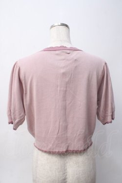 画像2: axes femme kawaii / クマ柄半袖ニットカーディガン M ピンク Y-25-06-06-059-AX-TO-SZ-ZY