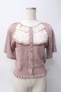 axes femme / ローズ付サマーニットカーデ F ピンク Y-25-06-06-060-AX-TO-SZ-ZY