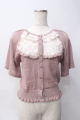 axes femme / ローズ付サマーニットカーデ F ピンク Y-25-06-06-060-AX-TO-SZ-ZY