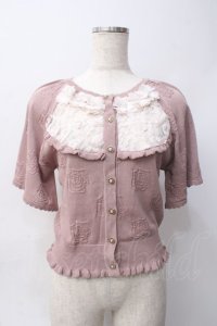 axes femme / ローズ付サマーニットカーデ F ピンク Y-25-06-06-060-AX-TO-SZ-ZY