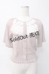 axes femme / ローズ付サマーニットカーデ F ピンク Y-25-06-06-060-AX-TO-SZ-ZY