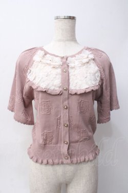 画像1: axes femme / ローズ付サマーニットカーデ F ピンク Y-25-06-06-060-AX-TO-SZ-ZY