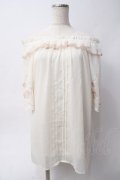 axes femme / 刺繍袖楊柳シフォンチュニック M 生成り Y-25-06-06-064-AX-OP-SZ-ZY