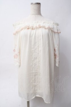 画像1: axes femme / 刺繍袖楊柳シフォンチュニック M 生成り Y-25-06-06-064-AX-OP-SZ-ZY
