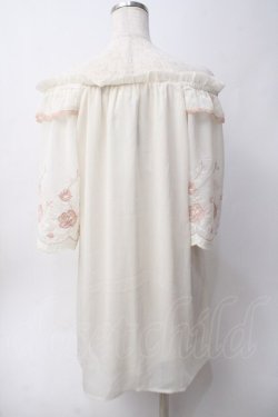 画像2: axes femme / 刺繍袖楊柳シフォンチュニック M 生成り Y-25-06-06-064-AX-OP-SZ-ZY