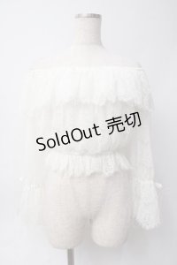 Swankiss / 総レースオフショルトップス F 白 Y-25-06-06-074-CA-TO-SZ-ZY