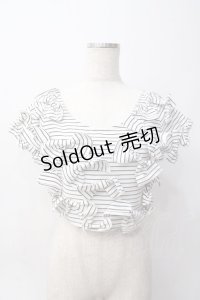 Swankiss / 3Dリボンボーダートップス F 白×黒 Y-25-06-06-076-CA-TO-SZ-ZY