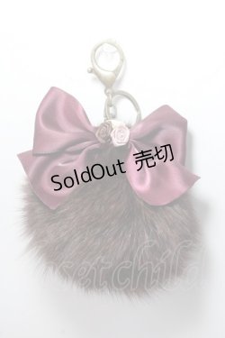 画像1: axes femme / 巻きバラリボンファーポンポン  チャ Y-25-06-06-010-AX-ZA-SZ-ZT150-F002