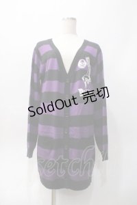 PUTUMAYO / デビルptボーダーカーディガン  パープル×黒 Y-25-06-06-081-PT-TO-SZ-ZT339