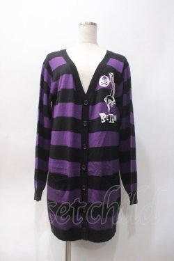 画像1: PUTUMAYO / デビルptボーダーカーディガン  パープル×黒 Y-25-06-06-081-PT-TO-SZ-ZY