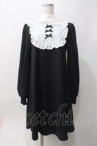 Ank Rouge / ヨークフリルリボンカットワンピース M 黒 Y-25-06-06-099-CA-OP-SZ-ZT398