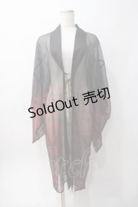 axes femme kawaii / 彼岸花柄シアー着物風羽織 M 黒 Y-25-06-06-104-AX-TO-SZ-ZY
