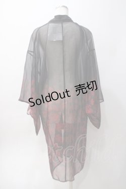 画像2: axes femme kawaii / 彼岸花柄シアー着物風羽織 M 黒 Y-25-06-06-104-AX-TO-SZ-ZY