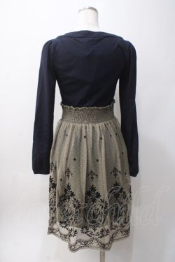 画像2: axes femme / チュールフロッキー切替ワンピース M 紺 Y-25-06-06-105-AX-OP-SZ-ZY