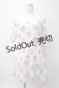 axes femme POETIQUE / 花柄シアーチェックミニワンピース M 白 Y-25-06-06-107-AX-OP-SZ-ZY