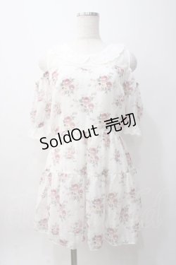 画像1: axes femme POETIQUE / 花柄シアーチェックミニワンピース M 白 Y-25-06-06-107-AX-OP-SZ-ZY