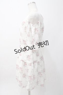 画像2: axes femme POETIQUE / 花柄シアーチェックミニワンピース M 白 Y-25-06-06-107-AX-OP-SZ-ZY