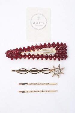 画像1: axes femme POETIQUE / 星ヘアピンセット  ワイン Y-25-06-06-002-AX-AC-SZ-ZY