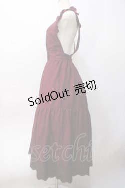 画像2: axes femme POETIQUE / トランプ刺繍ピナフォアワンピース M ワイン Y-25-06-06-113-AX-OP-SZ-ZY