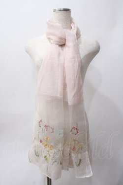 画像1: axes femme / ボタニカル柄刺繍入りストール  淡ピンク Y-25-06-06-016-AX-ZA-SZ-ZY