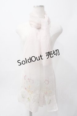 画像1: axes femme / ボタニカル柄刺繍入りストール  淡ピンク Y-25-06-06-016-AX-ZA-SZ-ZT