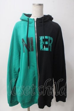 画像1: NieR Clothing / two-tone ZIP PARKA【GREEN ROSE】 F ブラック×グリーン Y-25-06-06-146-PU-TO-SZ-ZY