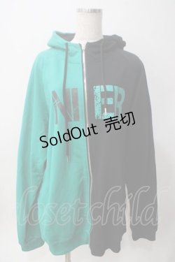 画像1: NieR Clothing / two-tone ZIP PARKA【GREEN ROSE】 F ブラック×グリーン Y-25-06-06-146-PU-TO-SZ-ZY