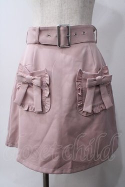 画像1: Ank Rouge / リボンフリルポケット台形スカート M ピンク Y-25-06-06-154-CA-SK-SZ-ZY
